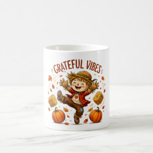 Taza De Café Vibraciones Agradecidas Espantapájaros Otoño