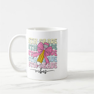 Taza De Café Vibraciones de 6º grado Groovy Coquette Lazo Lindo
