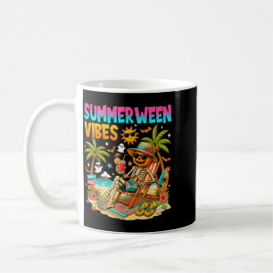 Taza De Café Vibraciones de Halloween de verano Esqueleto de pl
