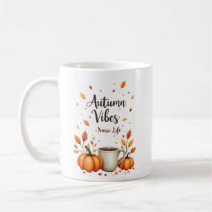 Taza De Café Vibraciones de Otoño Personalizadas Vida de Enferm