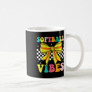 Taza De Café Vibraciones de Sóftbol Coquette Bow Día de Juego d