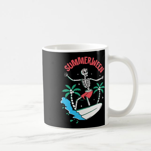 Taza De Café Vibraciones de Summerween Esqueleto Surfear olas V (Derecha)