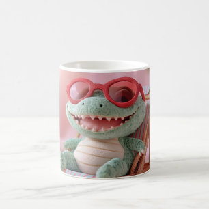Taza De Café Vibraciones de Verano: Cocodrilo de Peluche Relaja