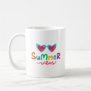 Taza De Café Vibraciones de Verano y Gafas de Sol