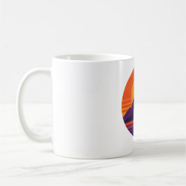 Taza De Café Vibraciones Retro de la Naturaleza en el Atardecer