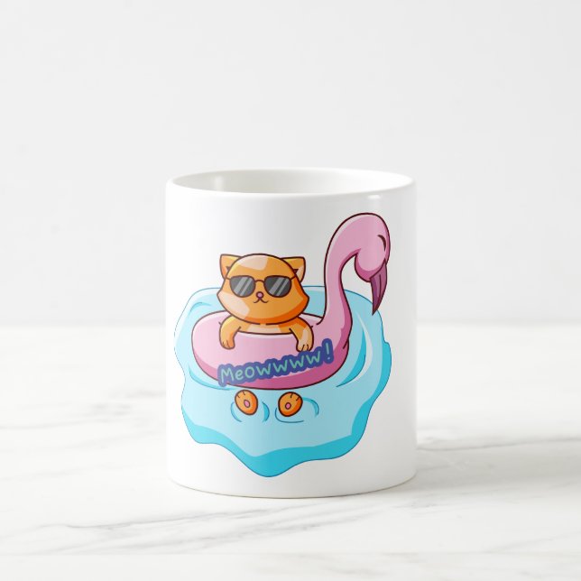 Taza De Café vibraciones veraniegas de la piscina de gatos | di (Centro)