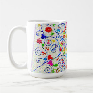 Taza De Café Vibrant All-Over Mosaic Abstract Hearts & Swirls 
