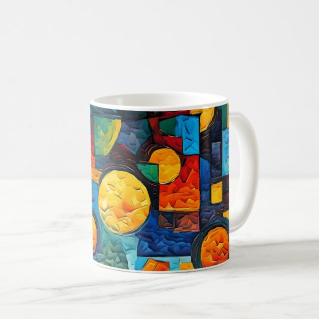 Taza De Café Vibrant Dreams Geometry – Bold Modern Abstract Art (Anverso derecho)