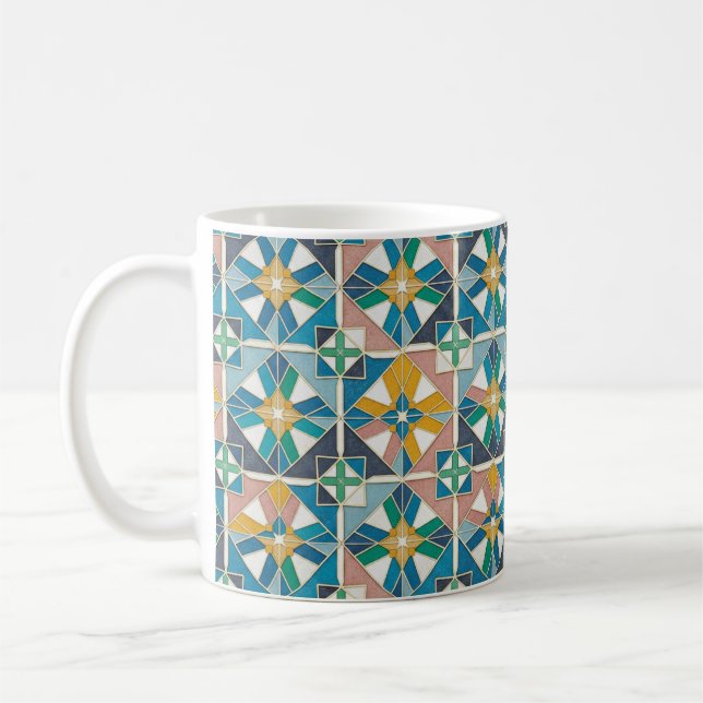 Taza De Café Vibrant Modern Moroccan Zellige Tile Pattern (Izquierda)