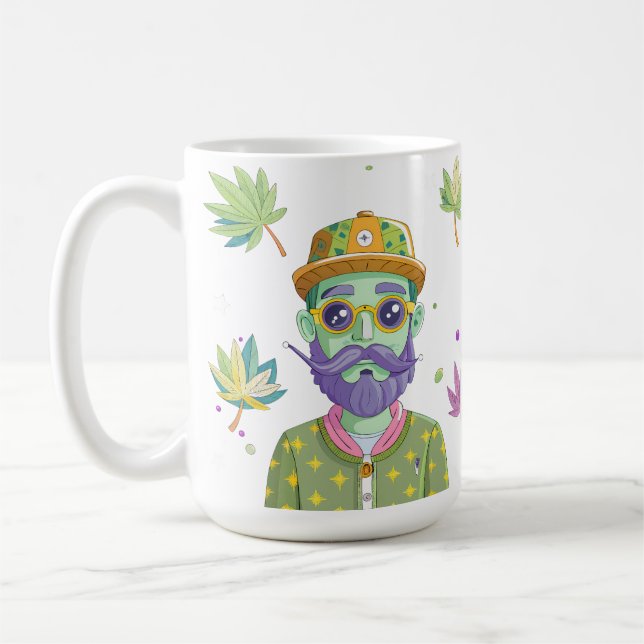 Taza De Café Vibrant Monarch Butterfly Illustration on Light Ba (Izquierda)