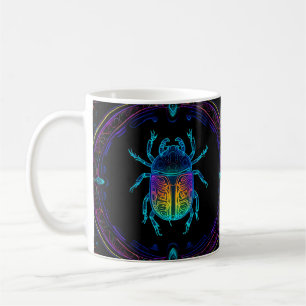 Taza De Café Vibrant Neon Scarab