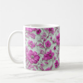 Taza De Café Vibrant Pink Floral Pattern With Magenta Flowers
