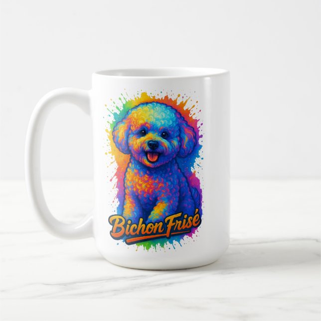 Taza De Café Vibrant Pop Art Bichon Frisé (Izquierda)