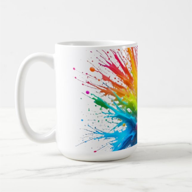 Taza De Café Vibrant Rainbow Paint Splatter Explosion (Izquierda)