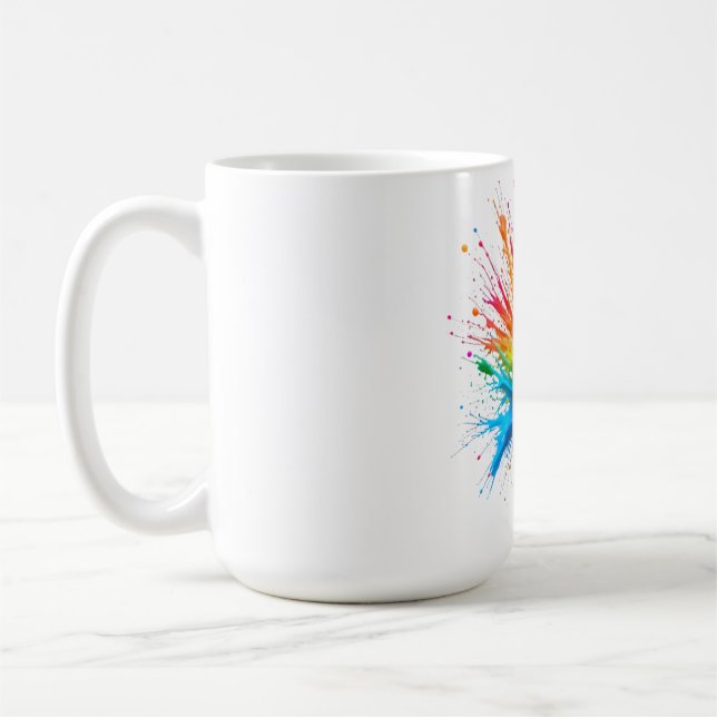 Taza De Café Vibrant Rainbow Paint Splatter Explosion (Izquierda)