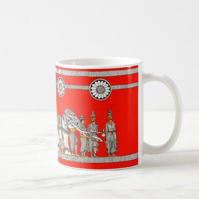 Taza De Café Vibrant Sri Lankan White Elephant Art Mug (Derecha)
