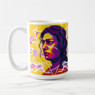Taza De Café Vibrant Stylized Portrait with Abstract Elements