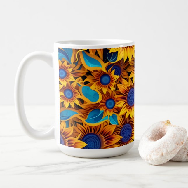 Taza De Café Vibrant Sunflower (Con donut)