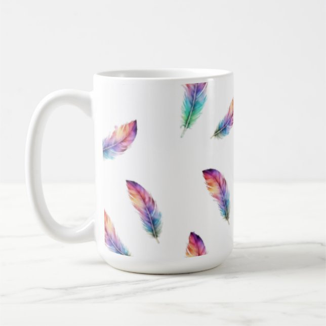 Taza De Café Vibrant Watercolor Feather All-Over Print (Izquierda)
