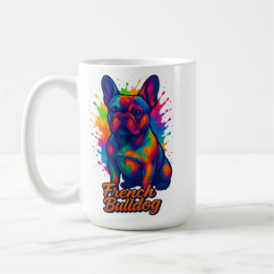 Taza De Café Vibrante Bulldog francés Pop Art Ilustracion