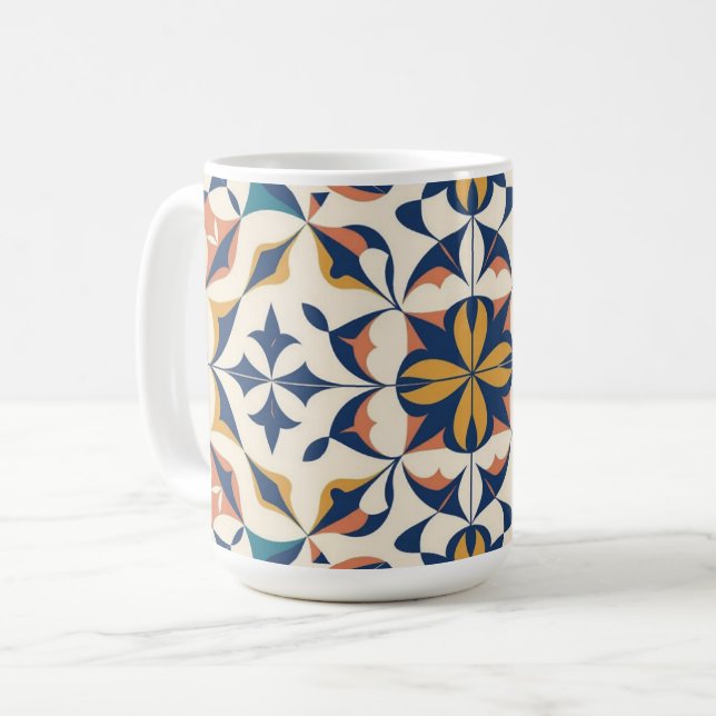 Taza De Café Vibrante café con mosaico floral bohemio (Anverso izquierdo)
