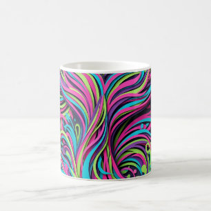 Taza de café vibrante con cola de ballena abstract