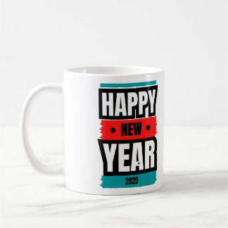 Taza De Café Vibrante diseño de Año Nuevo Feliz 2025