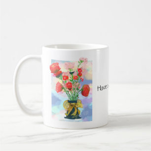 Taza De Café Vibrante elegancia floral: un pastel encantador