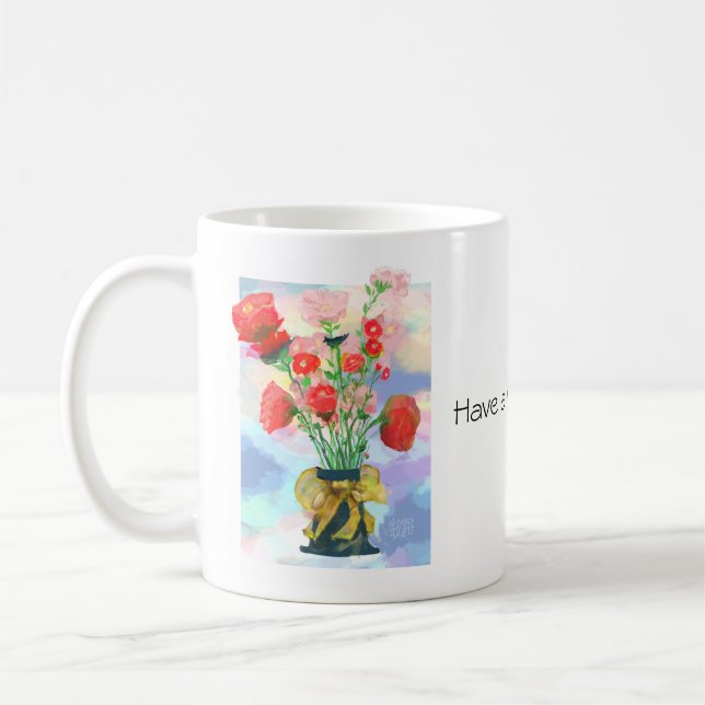 Taza De Café Vibrante elegancia floral: un pastel encantador (Izquierda)