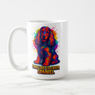 Taza De Café Vibrante English Cocker Spaniel de Arte Pop en Ing