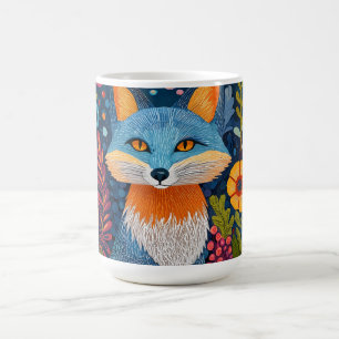 Taza De Café Vibrante Fox Dot Art en medio de Lush Flora