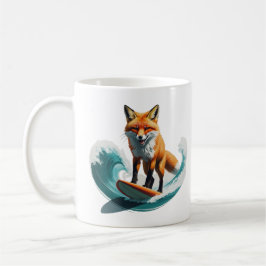 Taza De Café Vibrante Fox Surfing Art | Concepto detallado