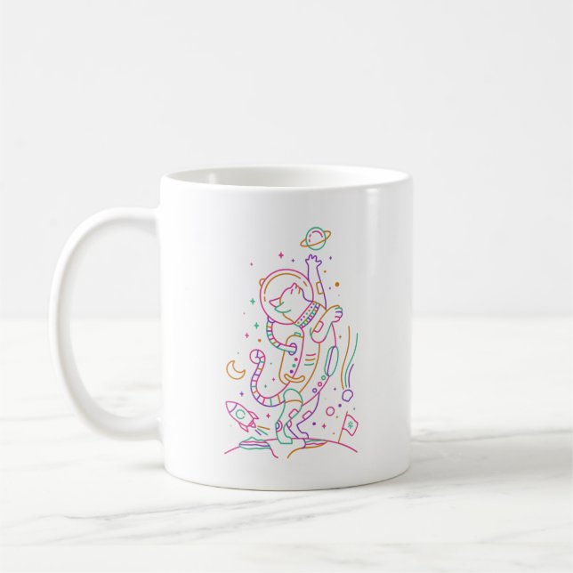 Taza De Café Vibrante Gato Astro (Izquierda)