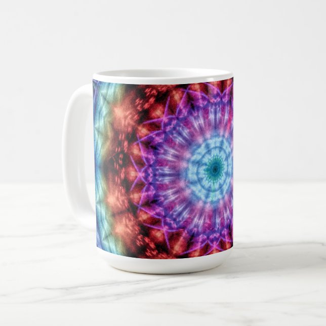 Taza De Café Vibrante Kaleidoscope Mandala Arte colorido (Anverso izquierdo)