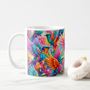 Taza De Café Vibrante paisaje de sueños de colibrí – Boho tropi