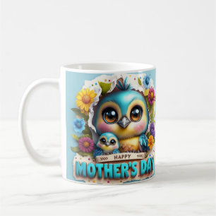 Taza De Café Vibrante pájaro materno con diseño de pollo