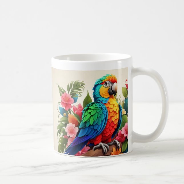 Taza De Café Vibrante Parrot Design Cup (Derecha)