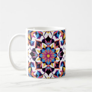 Taza De Café Vibrante patrón de mandala caleidoscópico