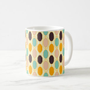 Taza De Café Vibrante patrón geométrico con filas de s octogona