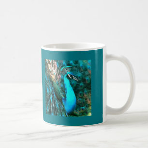 Taza De Café Vibrante Pavo Real Azul Con Cola Avalada