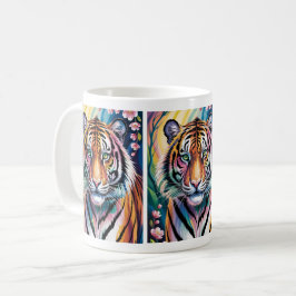 Taza De Café Vibrante retrato del tigre de fantasía | Exótico