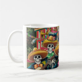 Taza De Café Vibrante Skeleton Mariachi Band Día de Los muertos