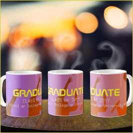 Taza De Café Vibrante Sunset Modern Tech Graduation