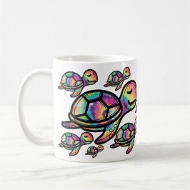 Taza De Café Vibrante Tejido de teja tortuga marina