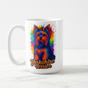 Taza De Café Vibrante Yorkshire Terrier de Arte Pop – Neon Colo