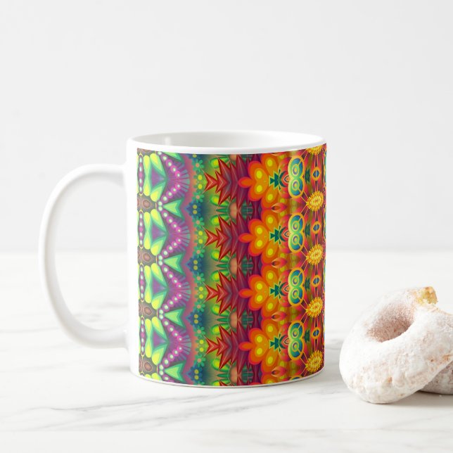 Taza De Café Vibrantes Patrones de Mug: ¡La tienda Zazzle llega (Con donut)