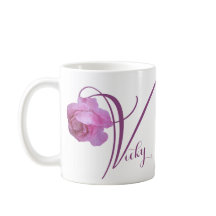 Vicky nombre personalizable rosa floral rosa bonit