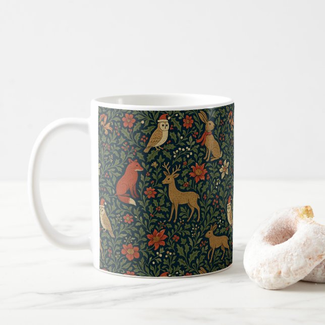 Taza De Café Victorian Christmas Animal & Botanical  (Con donut)