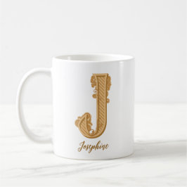 Taza De Café Victorian J nombre inicial Coffee Mug