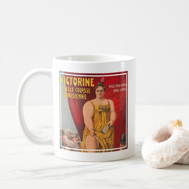Taza De Café Victorine, La bella mujer parisina grande (Con donut)